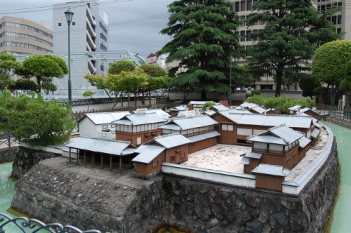 Maqueta de la isla Dejima, en Nagasaki (Japón).