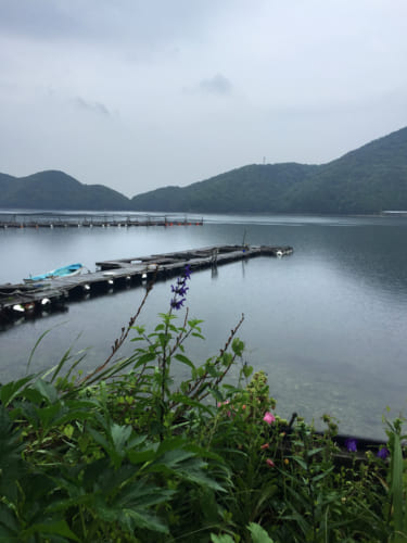 Vue de la baie depuis Shimizu Marine Inn à Kamae, Oita, Kyushu