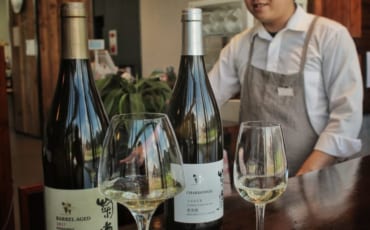 Verres et bouteilles de Chardonnay prêts pour la dégustation