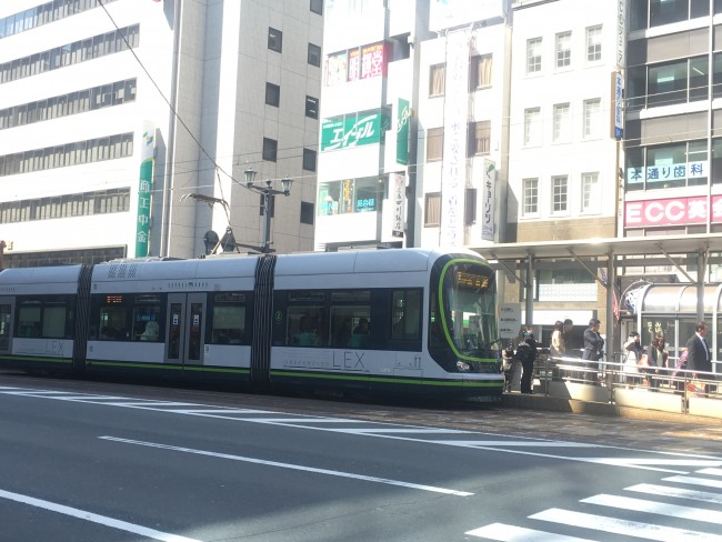 Modern kind of city tram for sightseeing