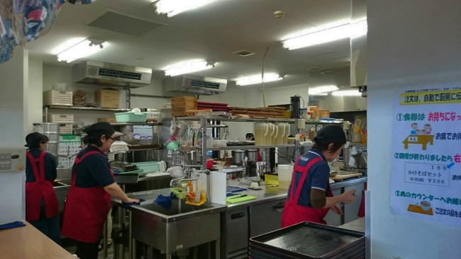 Kitchen of the soba noodles restaurant.
