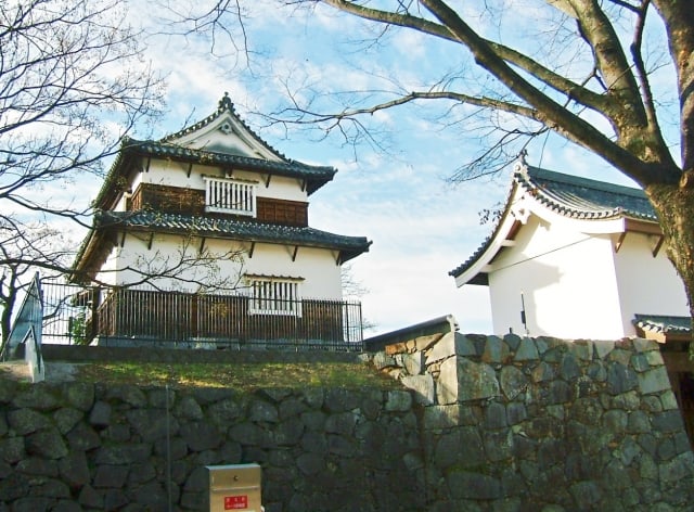 Fukuoka castle turrets standing tall inside Maizuru Park throughout history