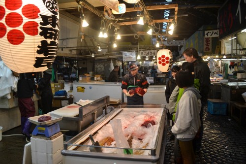 The vendors at Tsukiji fish wholesale market