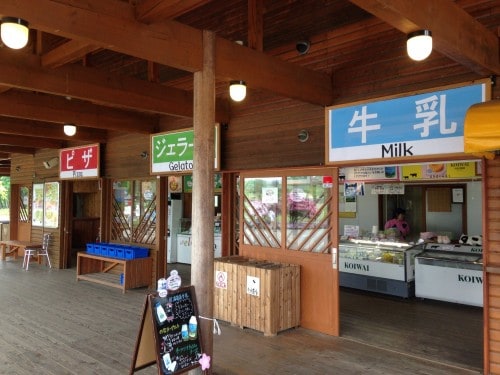 Koiwai Food such as milk, ice cream and Pizza!