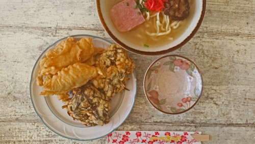 Okinawa soki soba and tempura combo