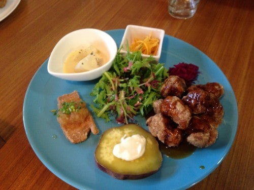 Tofu Steak plates in the Macrobiotic Restaurant