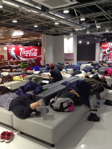 Many sleeping places at Narita airport terminal 3