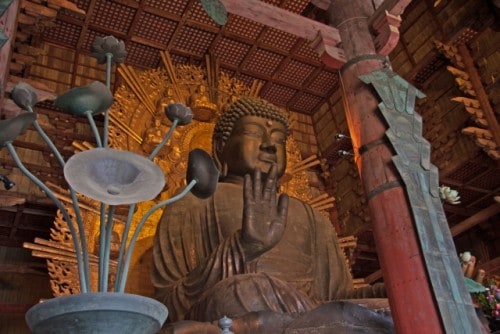 giant buddha statue in Todaiji Temple in Nara is the physical embodiment of Japanese Buddhism history