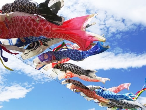 koinobori (carp streamers) represent Kodomo no Hi