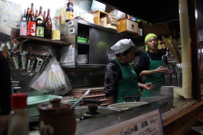 Chefs Preparing the Food at the Jajamen noodle shop, Morioka, Iwate.