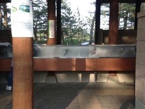 washing area at Nishihama campsite, Yamagata