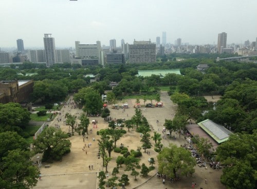 View from the top floor of Osaka Castle.
