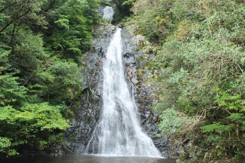 magnificent Waterfall Shrine built in the rocky and sharp landscape