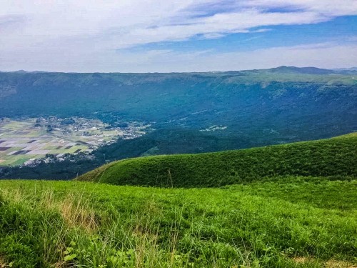 Beautiful valleys, Daikanbo peak in Mount Aso