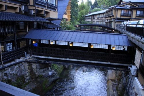 The nostalgic bridge in Kurokawa onsen