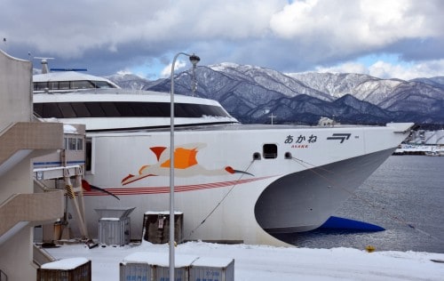 The ferry that goes between Niigata Port and Ryotsu Port on Sado Island