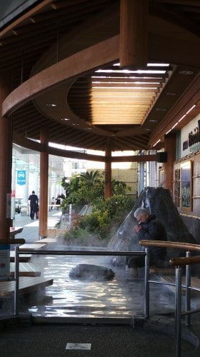 a foot onsen (hotspring) for free at Kagoshima airport