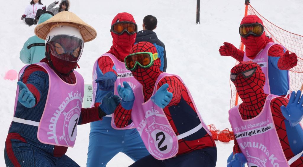 Spidermen players at Koide international snowball fight