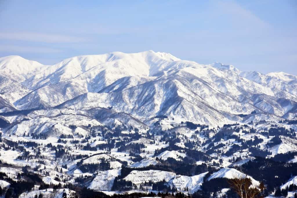 View over Uonuma and the mountains