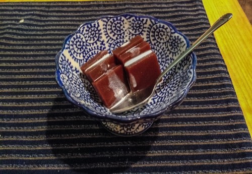 Kaiseki dessert made of red bean jello.