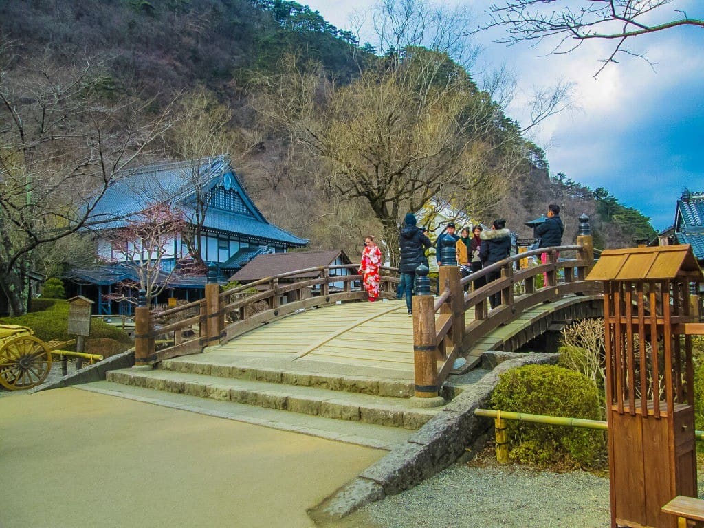 beautiful bridge at Edo Wonderland in Nikko
