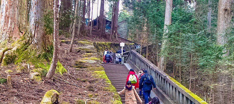 The many stairs up to Okumiya in Toshogu