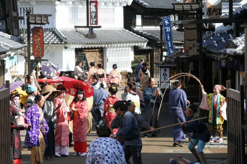 people dressed up at edo wonderland in nikko