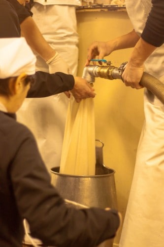Using the “Fukuro-Zuri” or “Hanging Bag” method the mash is poured into bags