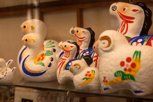 The Hariko dolls are created using a wooden frame, which is then coated in a Washi (Japanese paper) at the Takashiba Decoyashiki Workshop.