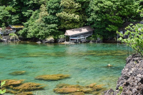 The water is turquoise at Ogi town beach, Sado island, Niigata, Japan