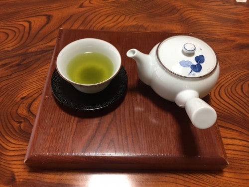 Served Japanese tea at the ryokan in Takayu onsen,Fukushima, Japan.