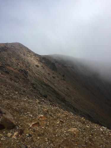 The crater of Little Fuji, Azumayama, in Fukushima, Japan.