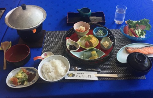 Kaiseki meal at the ryokan in Takayu onsen, Fukushima, Japan.