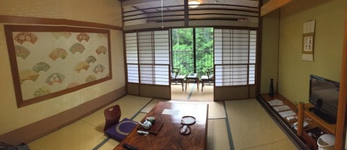 The tatami room at the ryokan in Takayu onsen,Fukushima, Japan.