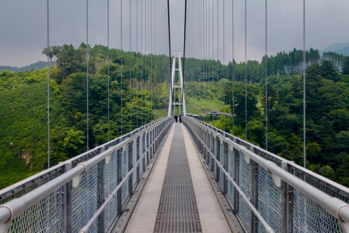 Kokonoe Yume Grand Suspension Bridge in Oita prefecture, Kyushu, Japan.