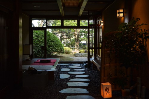 The lobby of Karatsu Onsen Ryokan Wataya, Karatsu, Saga prefecture, Kyushu.