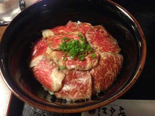 Wagyu beef donburi, Murakami city, Niigata prefecture , Japan.