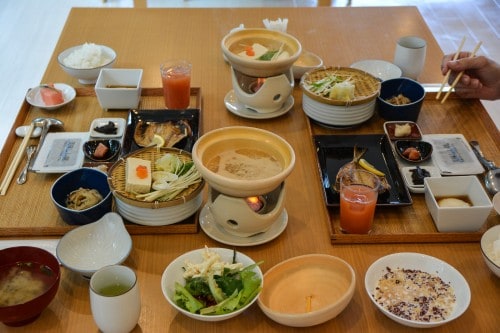 The breakfast meals at Mifuneyama Kanko Hotel, Saga prefecture, Kyushu. 