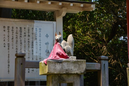 Inari statue at Yutoku Inari Shrine,One of the Three Largest Shrines Dedicated to Inari in Japan.