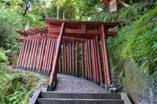 The pass under the red torii, Yutoku inari shrine, Saga, Kyushu.