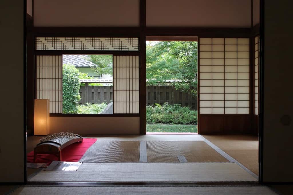 Traditional Japanese Style Room with a Koto (Instrument).Kitsuki is a castle town in the Oita Prefecture, Kyushu. 