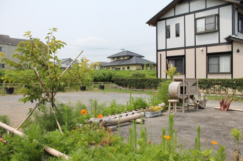 A Small Public Garden in the Residential Area. Kitsuki is a castle town in the Oita Prefecture, Kyushu.
