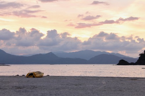 Boats at Sunset on Wakasa Wada Beach, Fukui prefecture