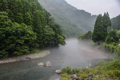 The beautiful countryside before arriving at the farmer's inn in Saiki city, Oita prefecture, Kyushu.