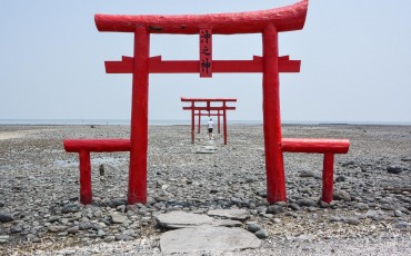 The Kaichu Torii Shrine is an important place and has become a symbol for the village,Tara, Saga.