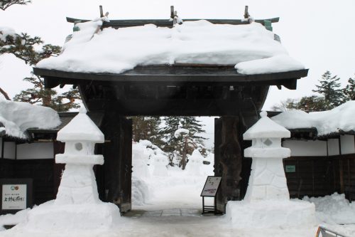 Yonezawa City in snow, Yamagata Prefecture, Tohoku, Japan.