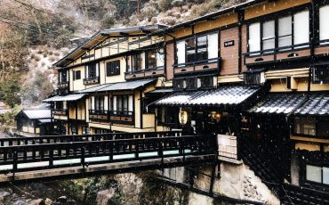 Kurokawa onsen, a nostalgic onsen village inspired by Ghibli film in Kumamoto Prefecture, Kyushu, Japan.