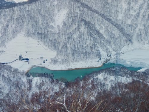 The frozen lake at Tashiro in Kagura ski resort.