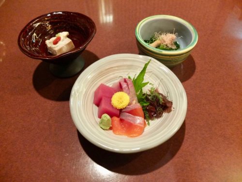 Sashimi and Appetizers at the Naeba Prince Hotel Matsukaze Restaurant