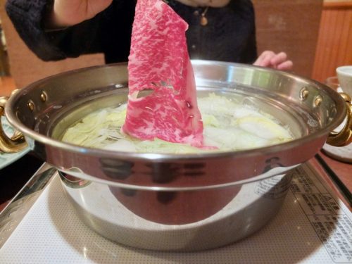 Cooking shabu shabu at the Naeba Prince Hotel Matsukaze Restaurant